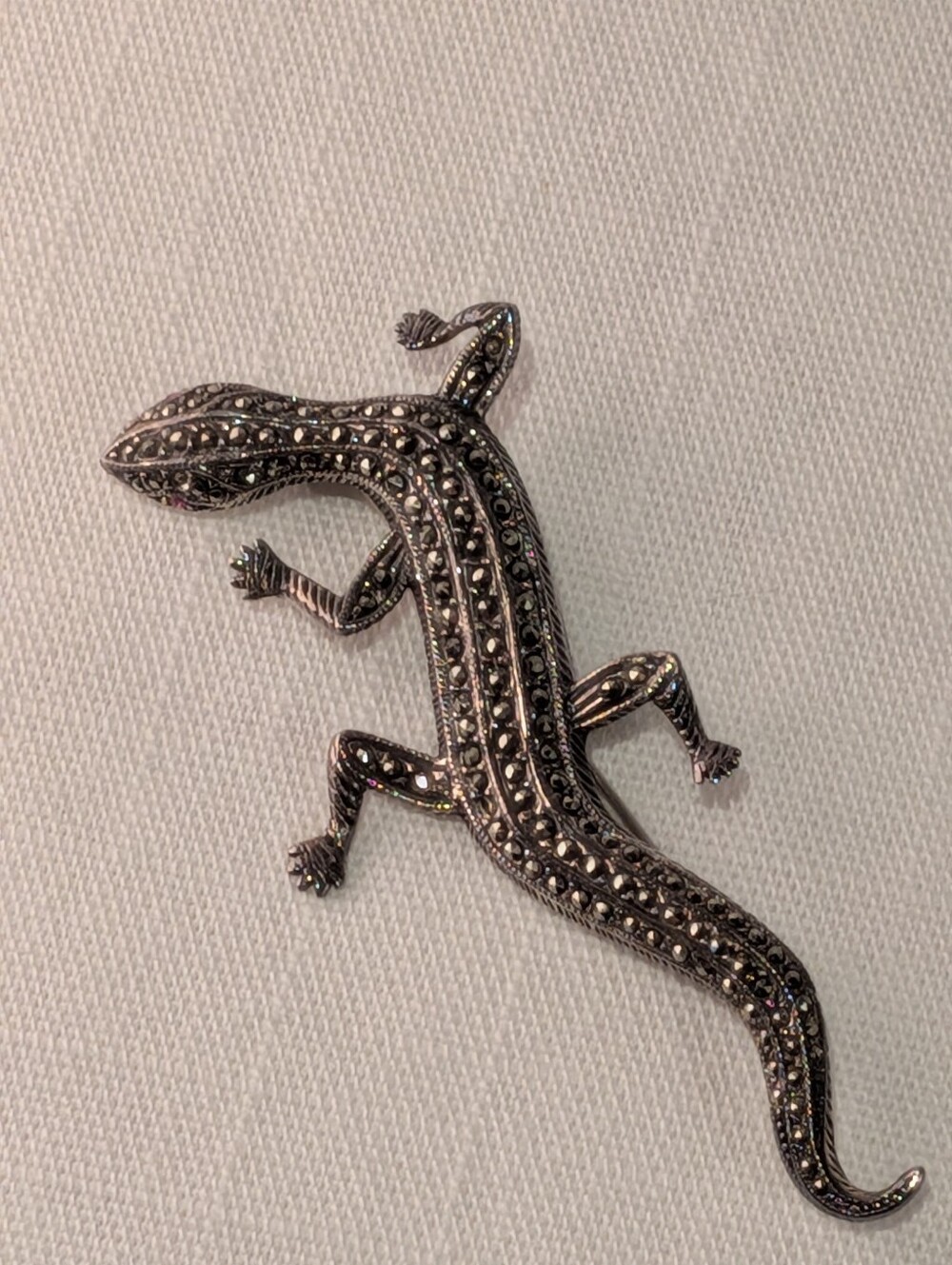 Silver And Marcasite Lizard Brooch